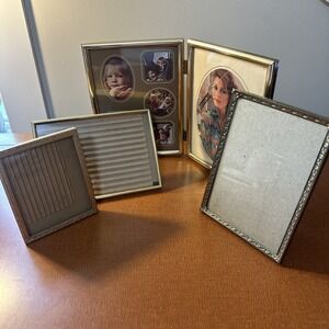 Vintage Picture Photo Frame Double Fold Brass Gold Metal Lot Mix Size Decor
